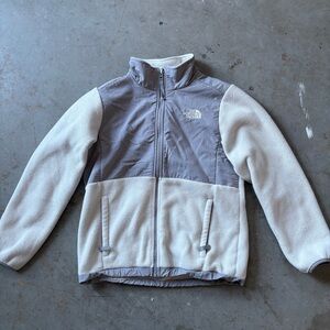 The North Face Denali Fleece Jacket - Girls Large - White & Grey